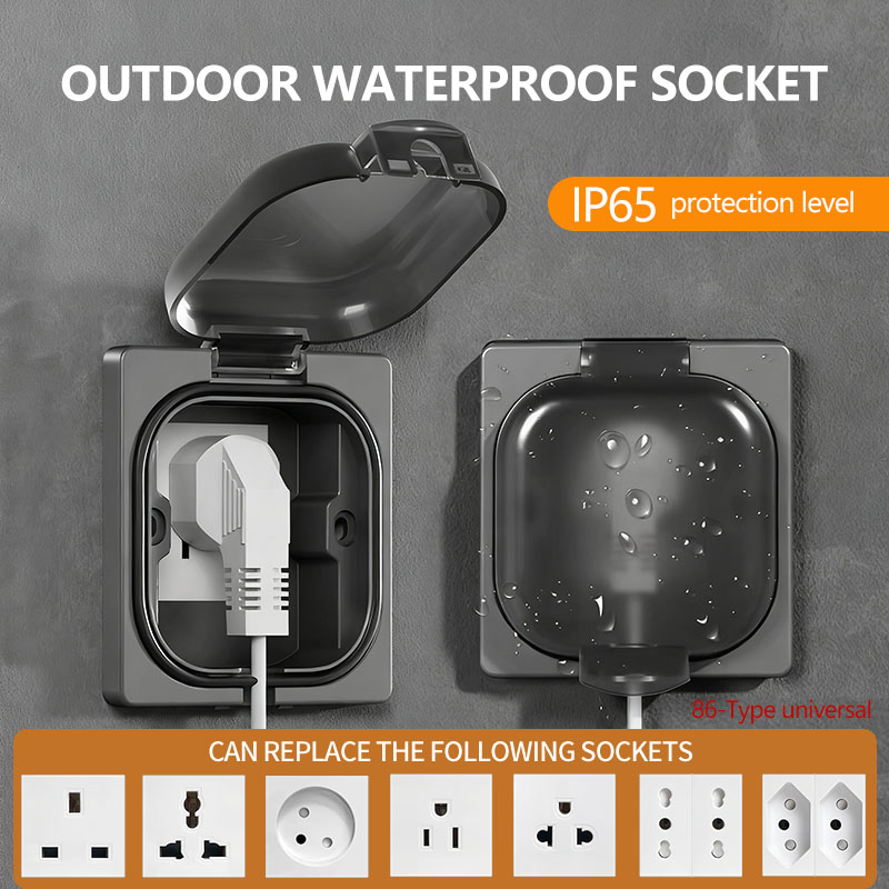 Outdoor Power Inlet Box - Enchufe exterior impermeable IP65, placa de