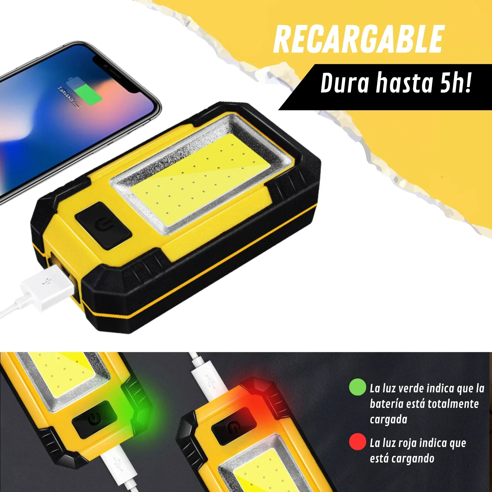 Luz de trabajo recargable de 4 - Outdoor Power Works reseña y precio