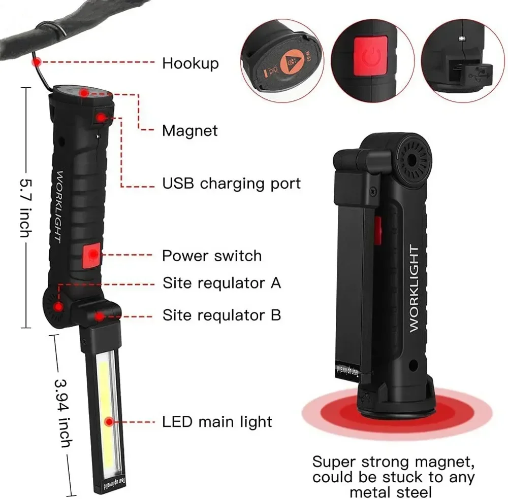 Linterna LED COB Lámpara de in - Outdoor Power Usb reseña y precio